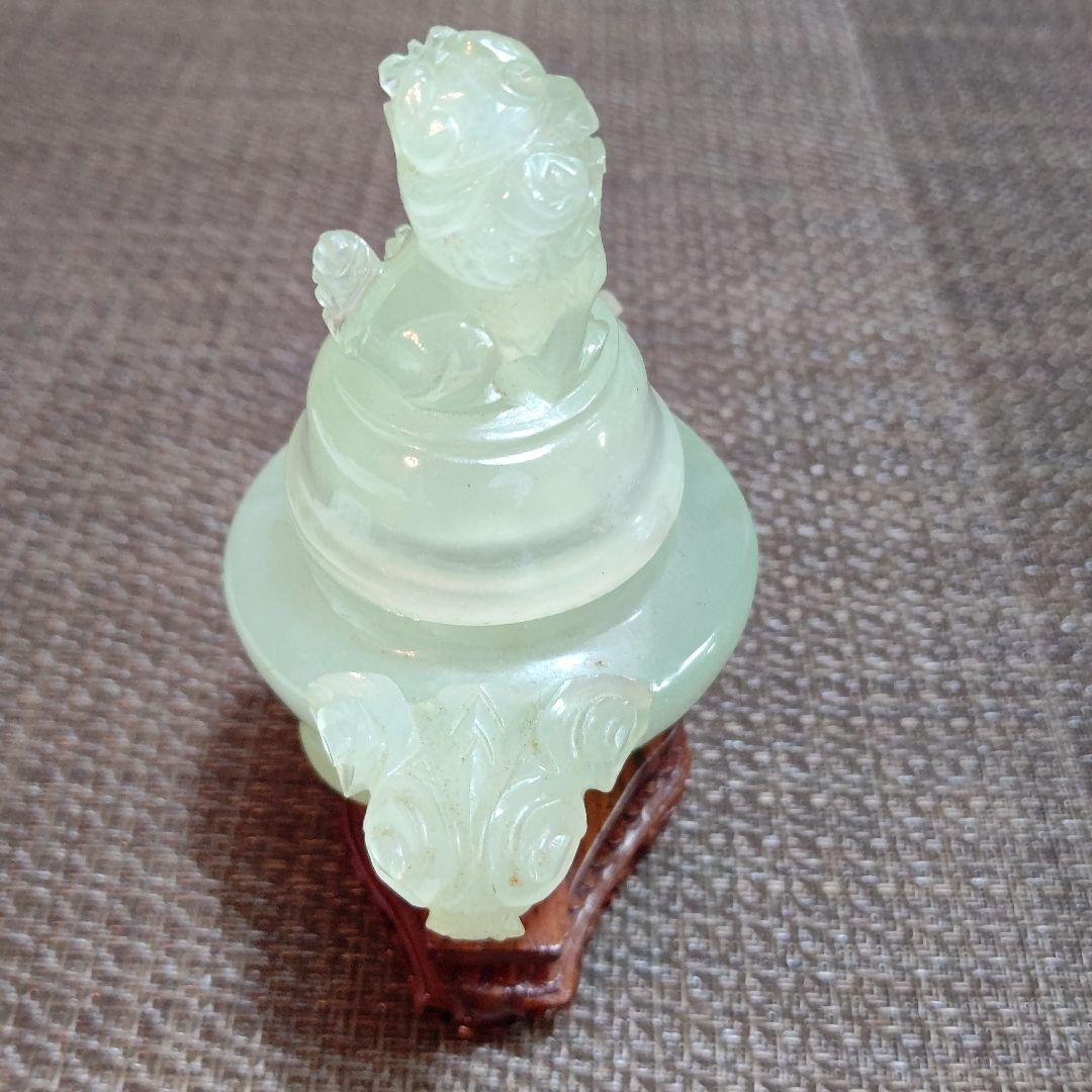 中国　玉(ぎょく)　香炉　獅子