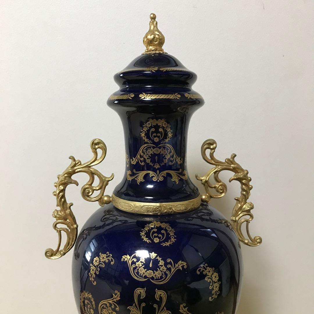 金彩 西洋花瓶 色絵花瓶 飾り壺 高約51cm