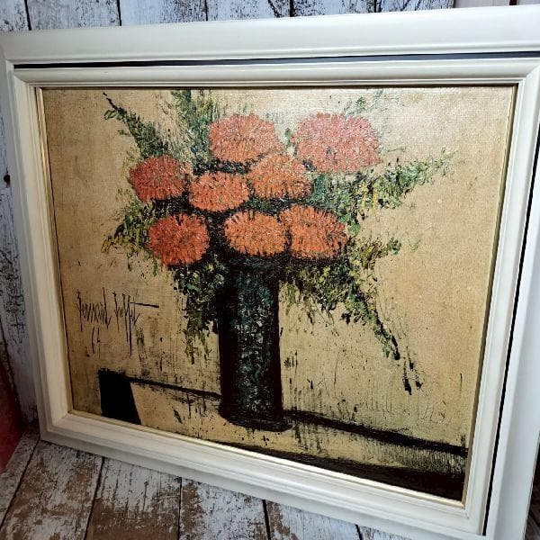 ヴィンテージ 人気作家 ベルナール・ビュッフェ 複製画 「赤い花」 F12号