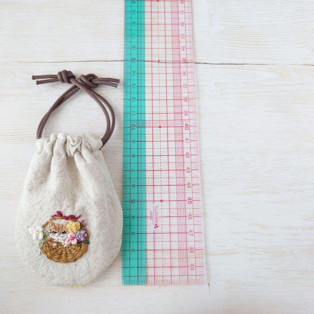 ちっちゃな巾着サシェ/詰替えタイプ【猫とフラワーバスケット】