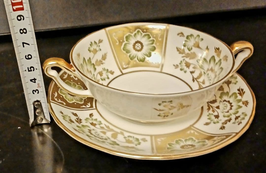 ロイヤルクラウンダービー パネル グリーン スープカップ＆ソーサー⑤⑥