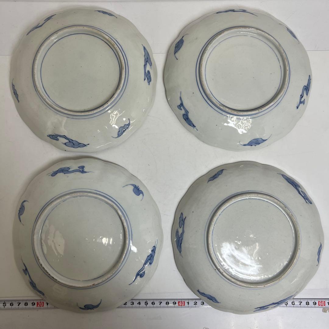 古伊万里　赤絵中皿小皿セット　直径12/21.5cm 東K8-0312①
