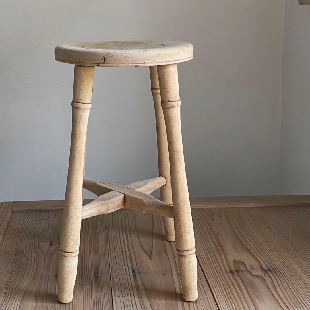 古いスツール　丸椅子　レトロ　花台　古道具　アンティーク　チェア
