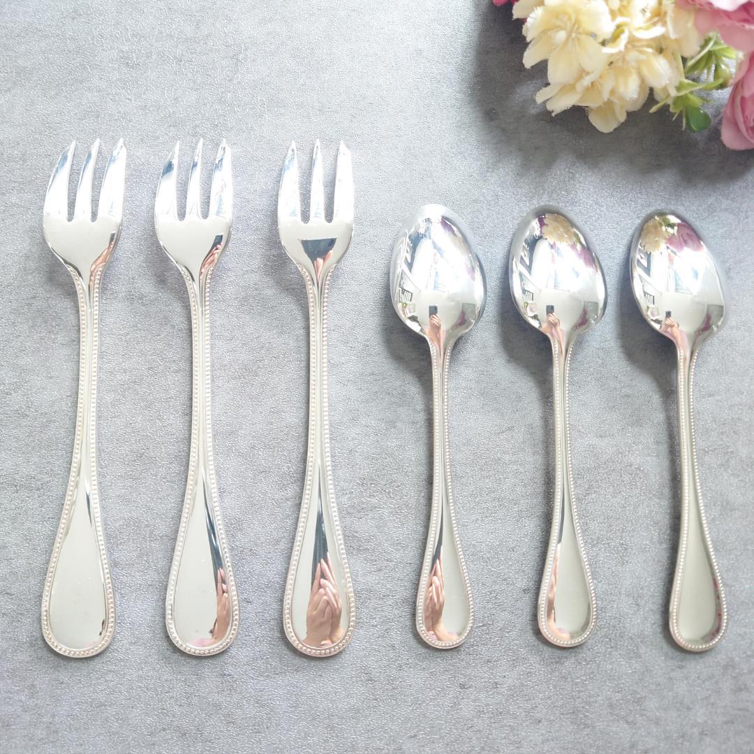 美品 クリストフル パール ケーキフォーク コーヒースプーン 6点