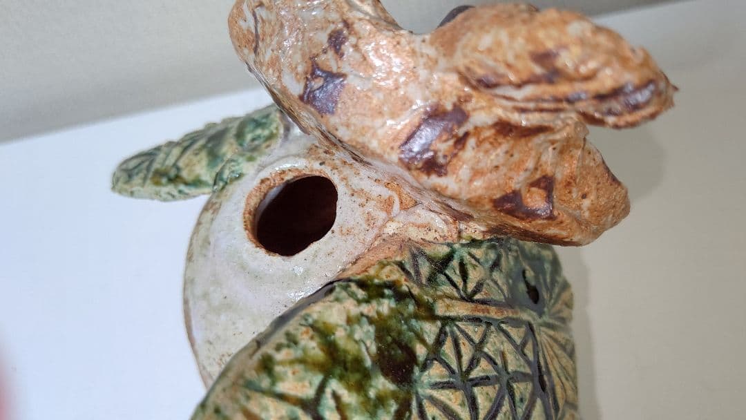 ふくろう 置物 一輪挿し 夢楽窯 織部 MURAKU 梟 フクロウ