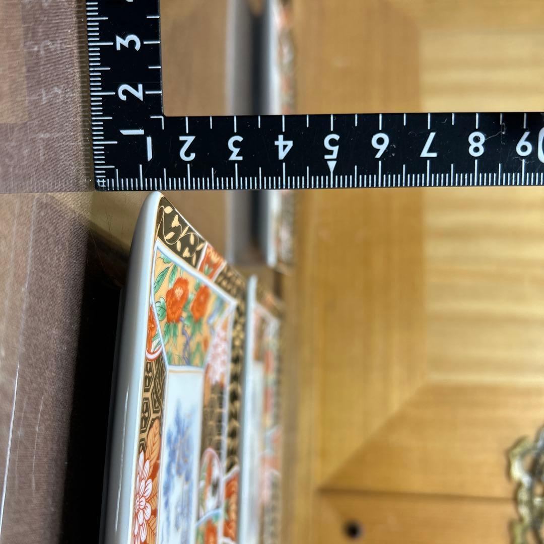 有田焼　昇龍窯　金彩伊万里花鳥　長角皿揃