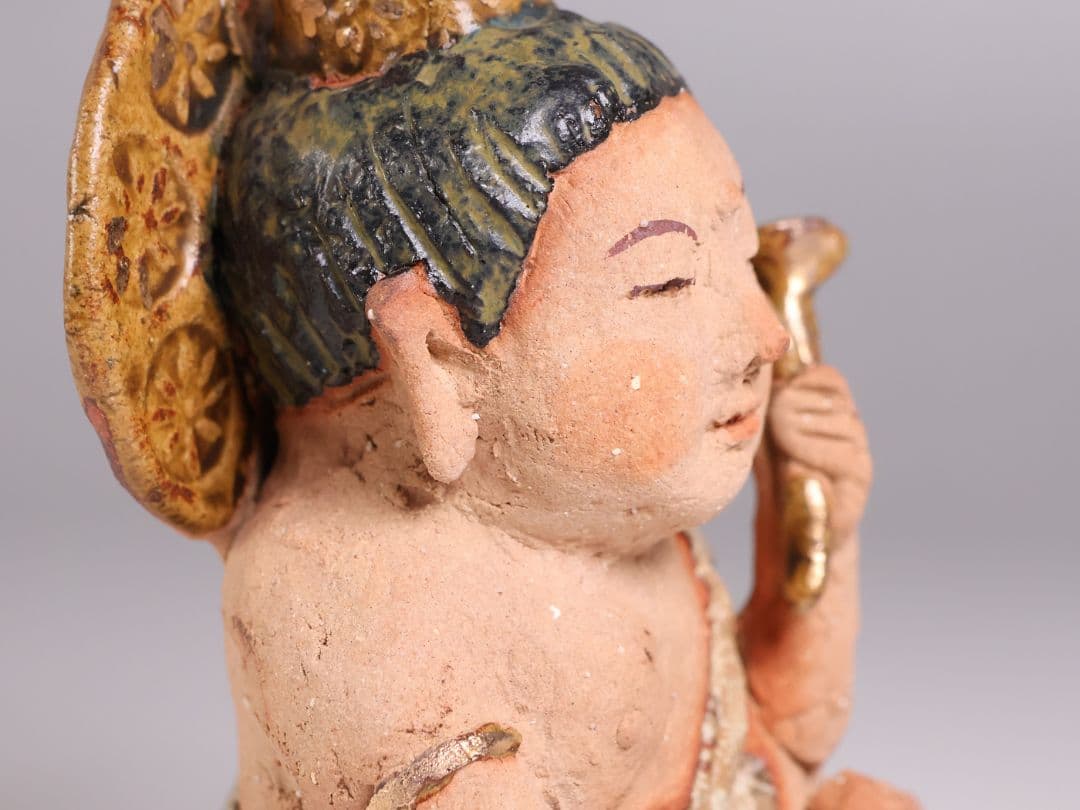 【MB323】陶人形 造形作家 ささきようこ作 供養尊 置物 共箱 土人形 仏像