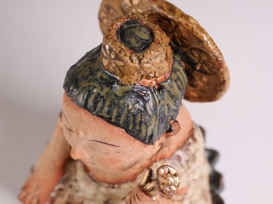 【MB323】陶人形 造形作家 ささきようこ作 供養尊 置物 共箱 土人形 仏像