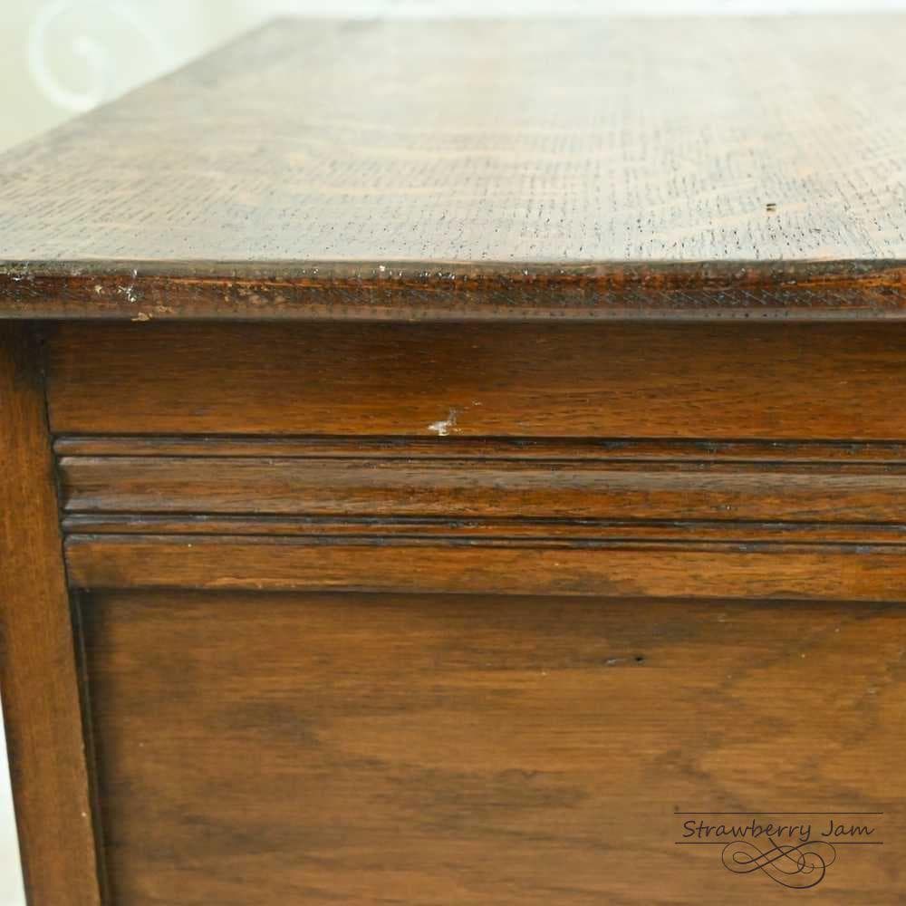 L3705-251 英国アンティーク オーク コファー 収納ボックス 花台 木箱