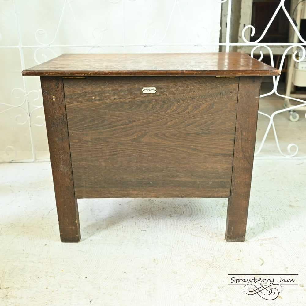 L3705-251 英国アンティーク オーク コファー 収納ボックス 花台 木箱