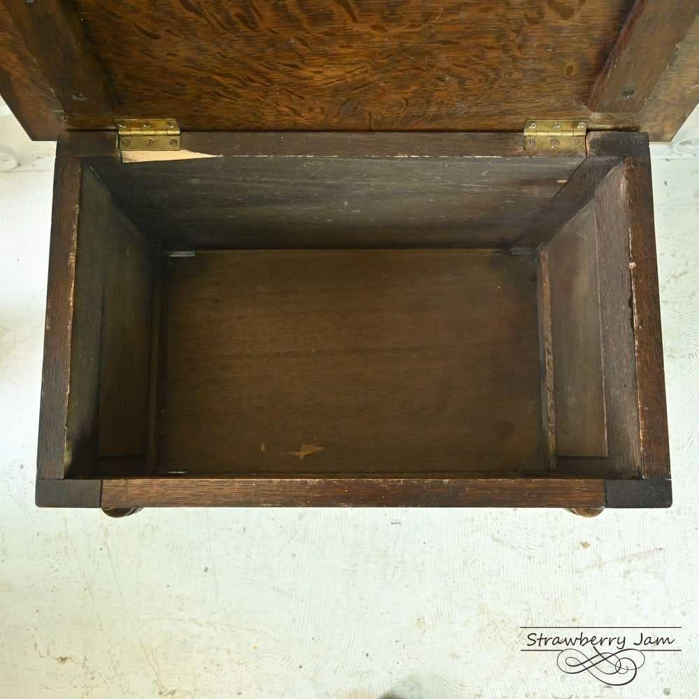 L3705-251 英国アンティーク オーク コファー 収納ボックス 花台 木箱