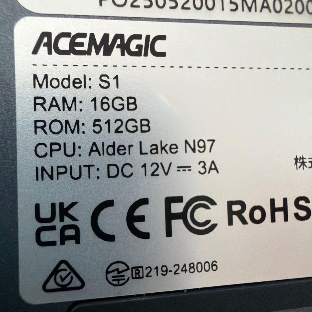 ACEMAGIC S1 ミニPC 16GB RAM 512GB ROM N97