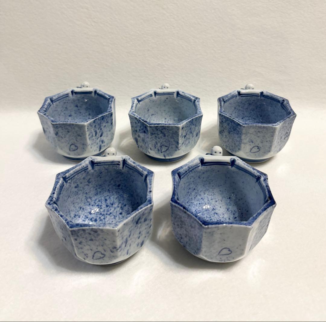 有田焼 陶宋 染付 吹墨 閑人 小鉢 向付 5客 井戸覗き 和食器