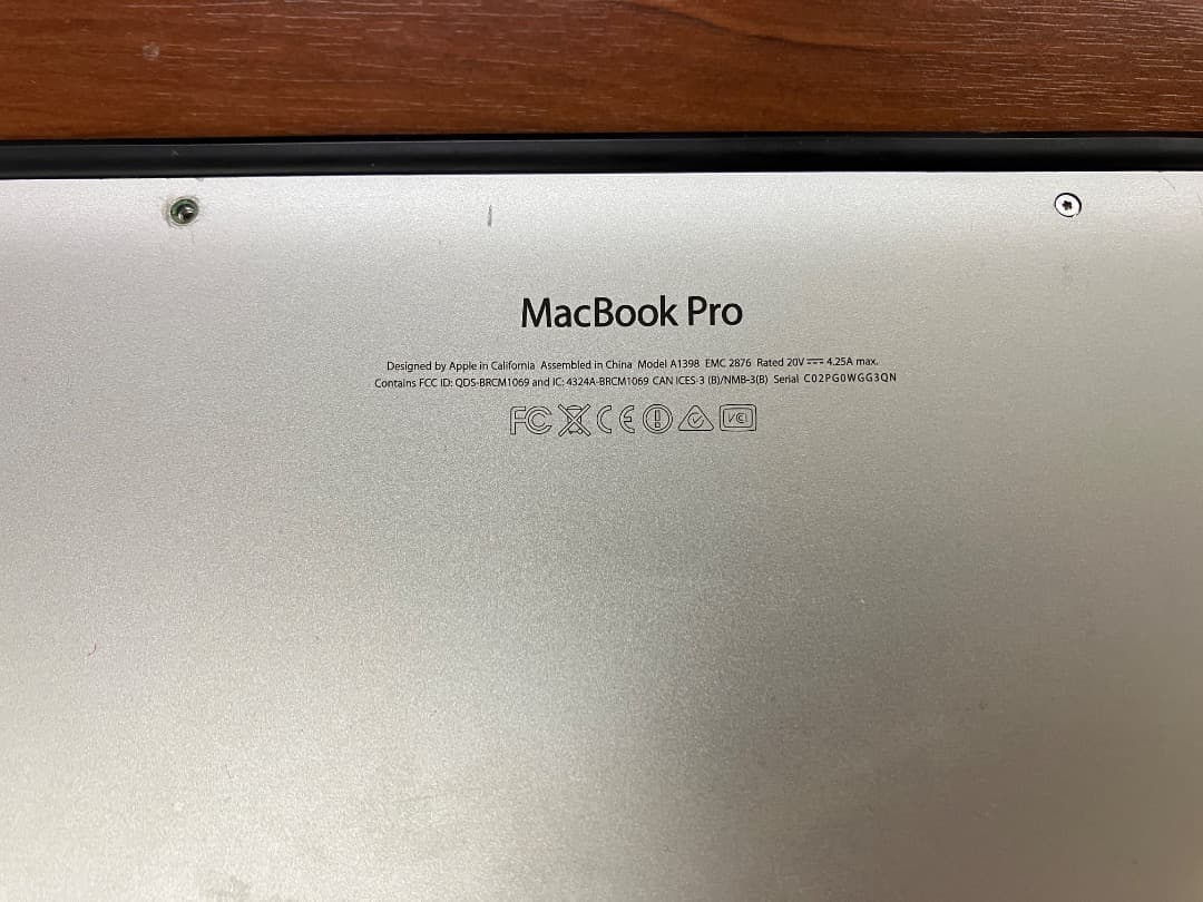 MacBookPro A1398 15インチRetinaディスプレイ 　ジャンク