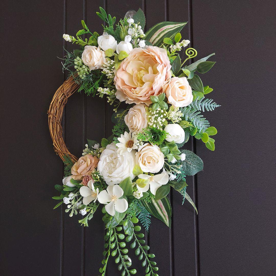 フラワーリース 春爛漫2 咲き誇る花たち 玄関リース 造花 母の日