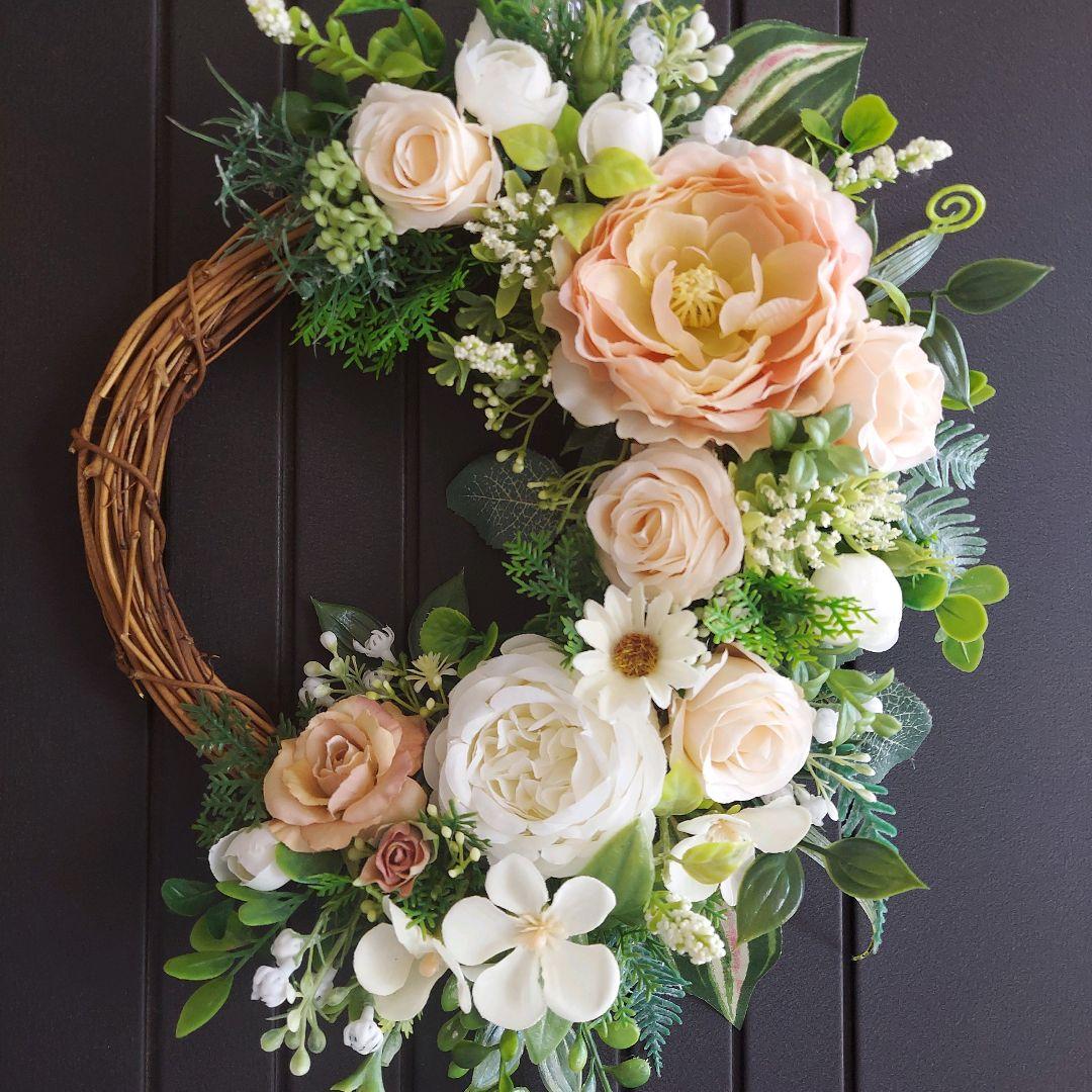 フラワーリース 春爛漫2 咲き誇る花たち 玄関リース 造花 母の日