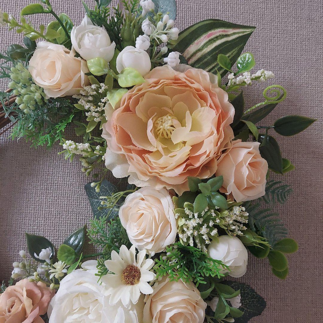 フラワーリース 春爛漫2 咲き誇る花たち 玄関リース 造花 母の日