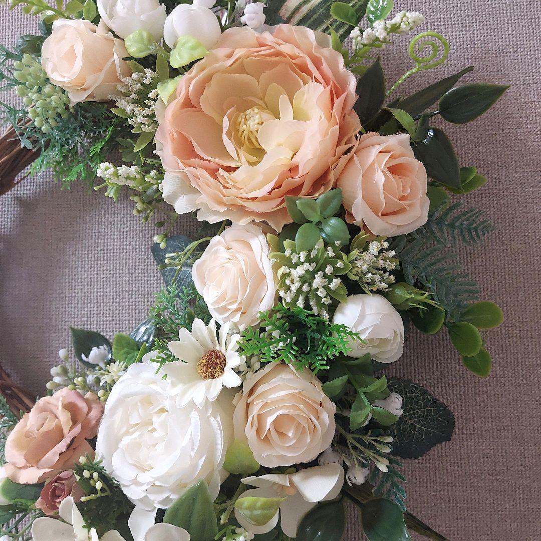 フラワーリース 春爛漫2 咲き誇る花たち 玄関リース 造花 母の日
