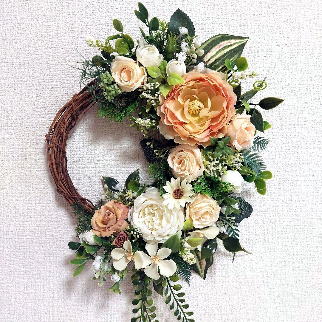 フラワーリース 春爛漫2 咲き誇る花たち 玄関リース 造花 母の日