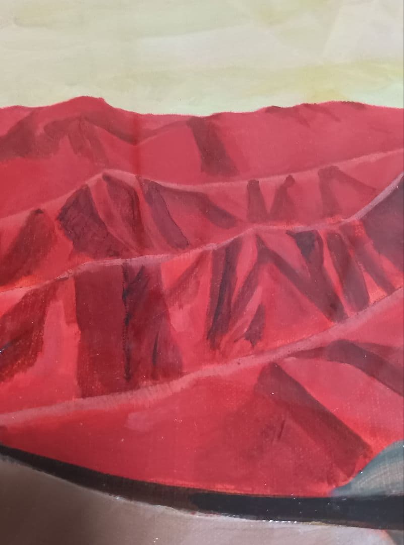 【真作】小澤耕一郎　砂漠のアクスに通ずる砂路　油彩画　１０号