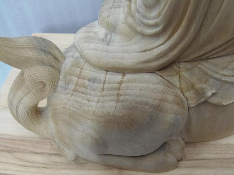 蔵出し特価良いお顔　 学業成就★楠材 僧形文殊菩薩坐像 高さ：約54cm★