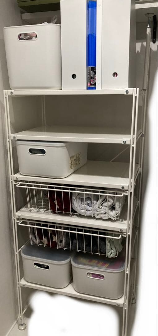 〔値下げ中〕無印良品ホワイト 4段スチールラック バスケット付き