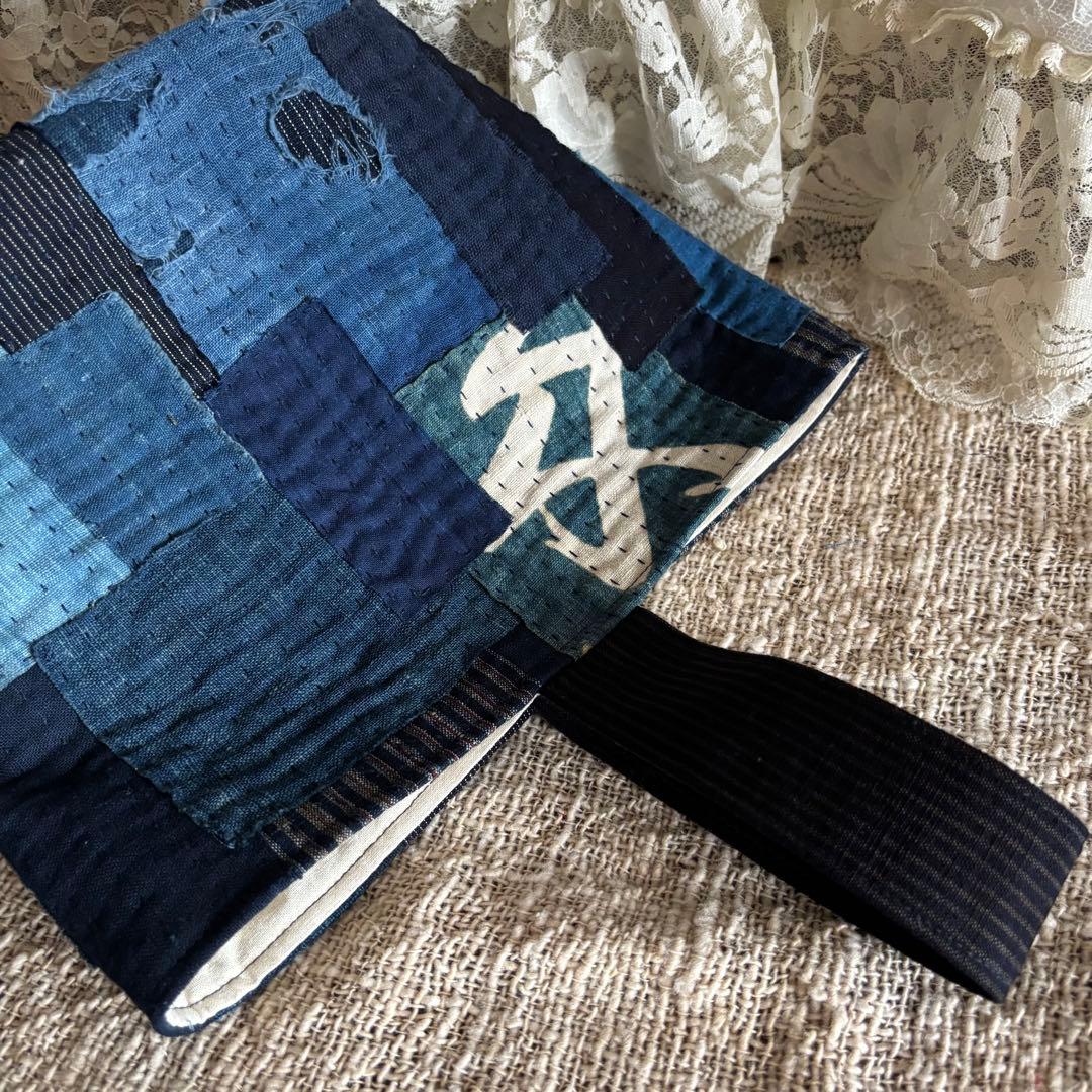 古布リメイク　ハンドメイド　藍染いろいろ　ワンハンドルトートバッグ