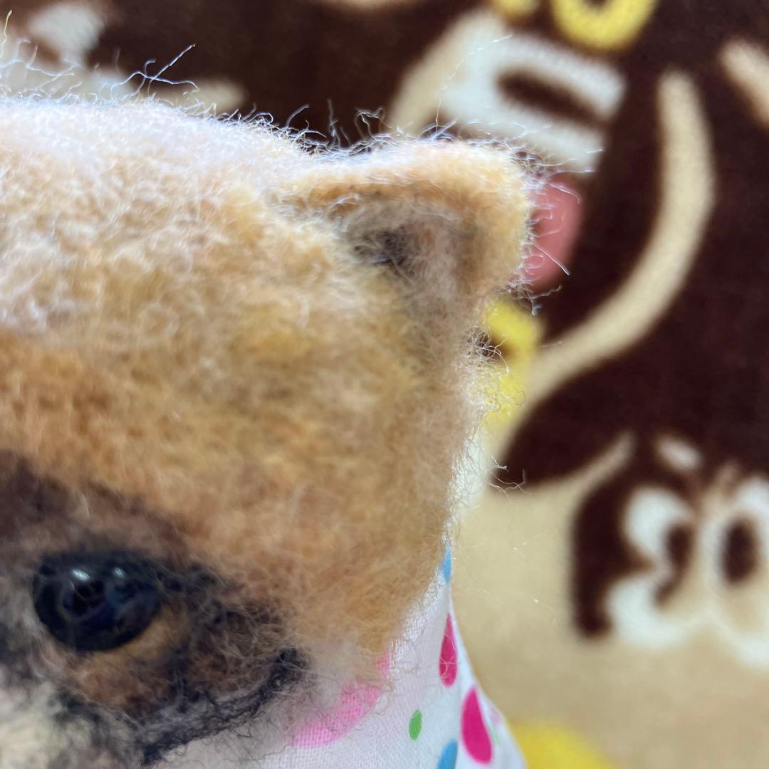 羊毛フェルト 犬 手作り 水玉スカーフ