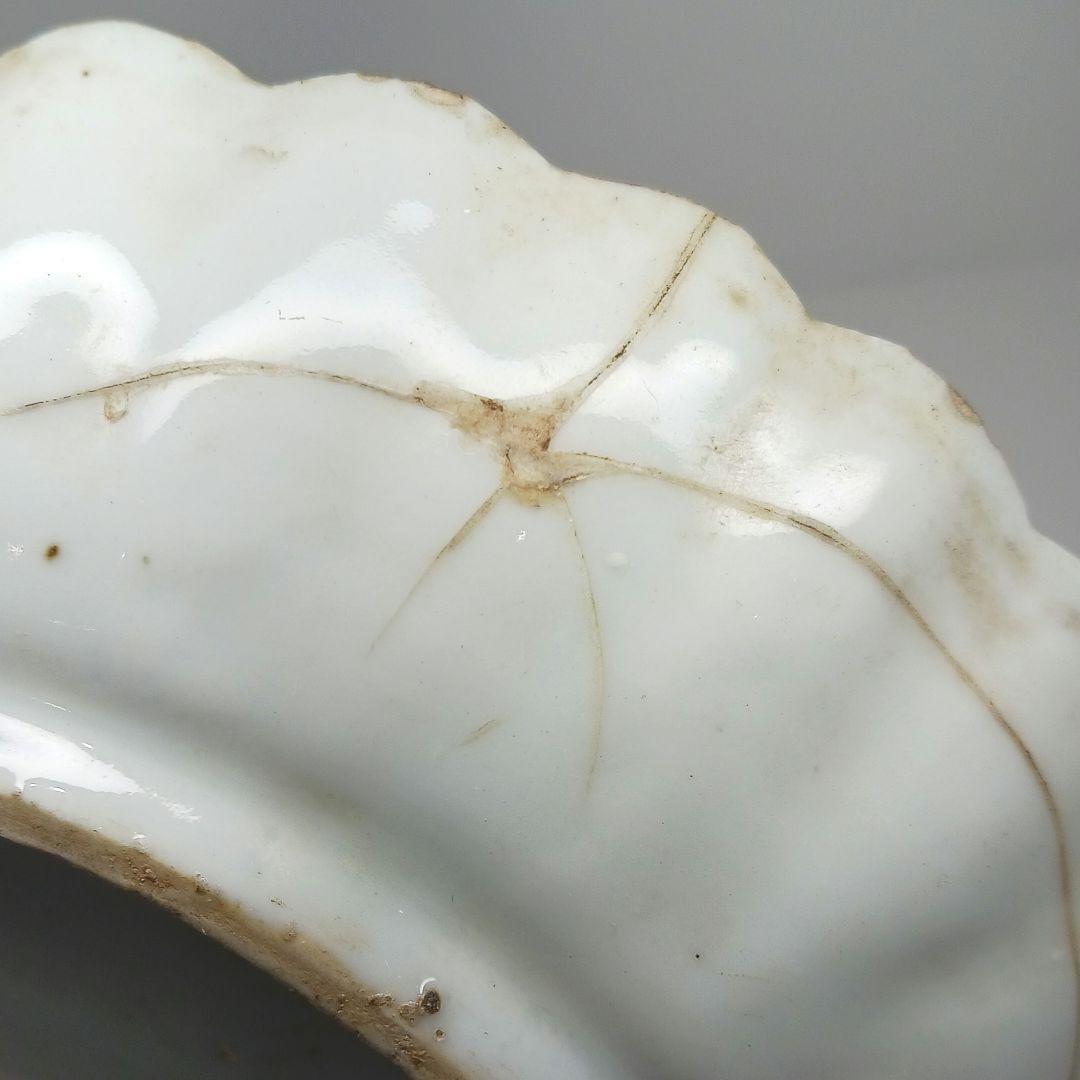 Y547-2 中国 明時代 古染付 厚手 皿 直径17cm　HHH