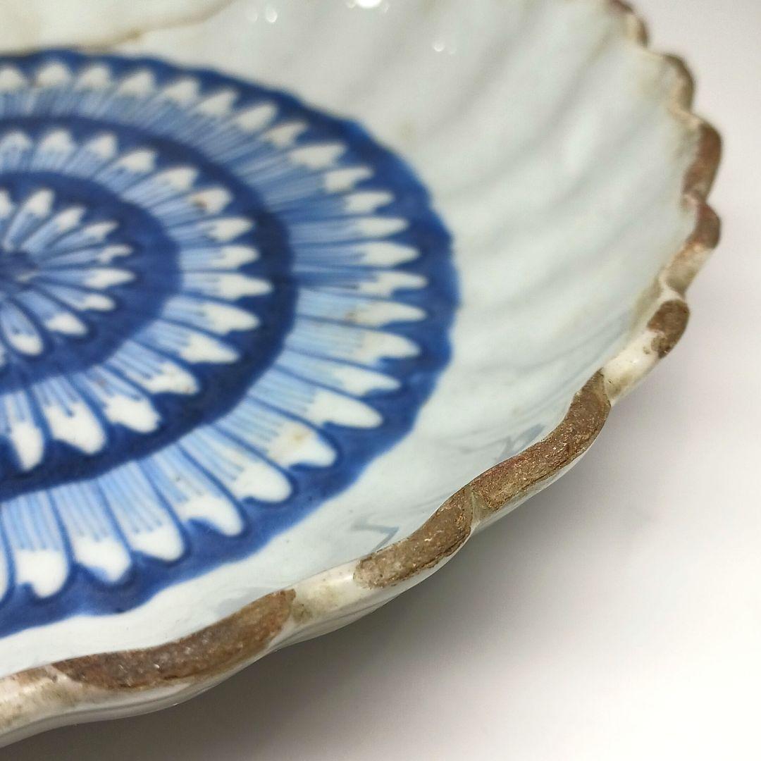 Y547-2 中国 明時代 古染付 厚手 皿 直径17cm　HHH