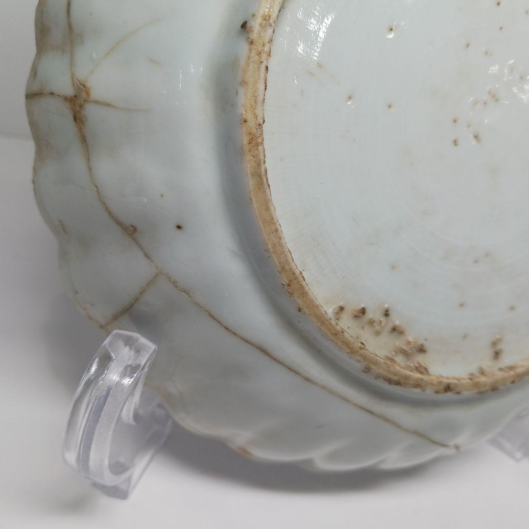 Y547-2 中国 明時代 古染付 厚手 皿 直径17cm　HHH