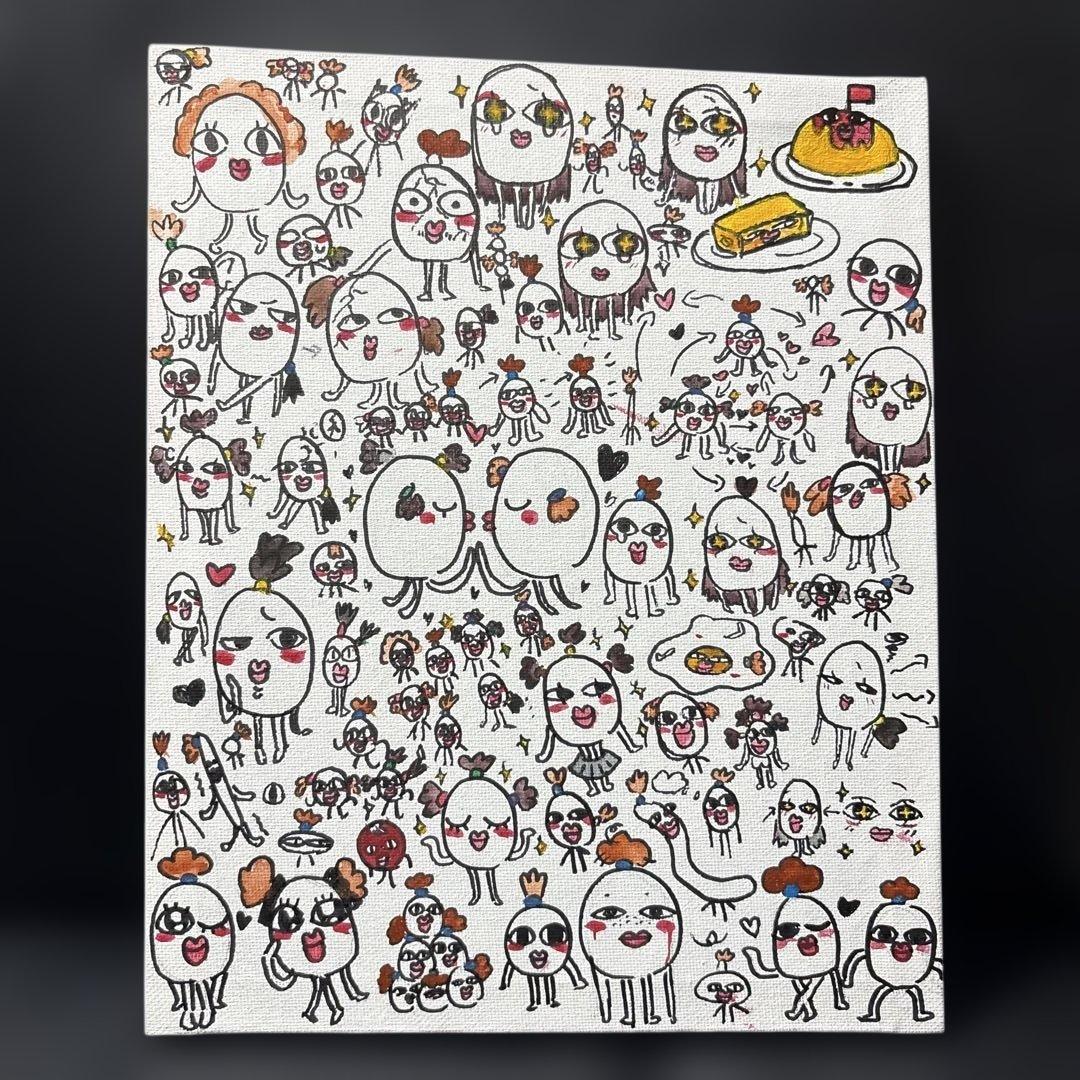 【一点物】ゆるかわキャラクター キャンバスアート 原画ハンドメイド 癒しイラスト