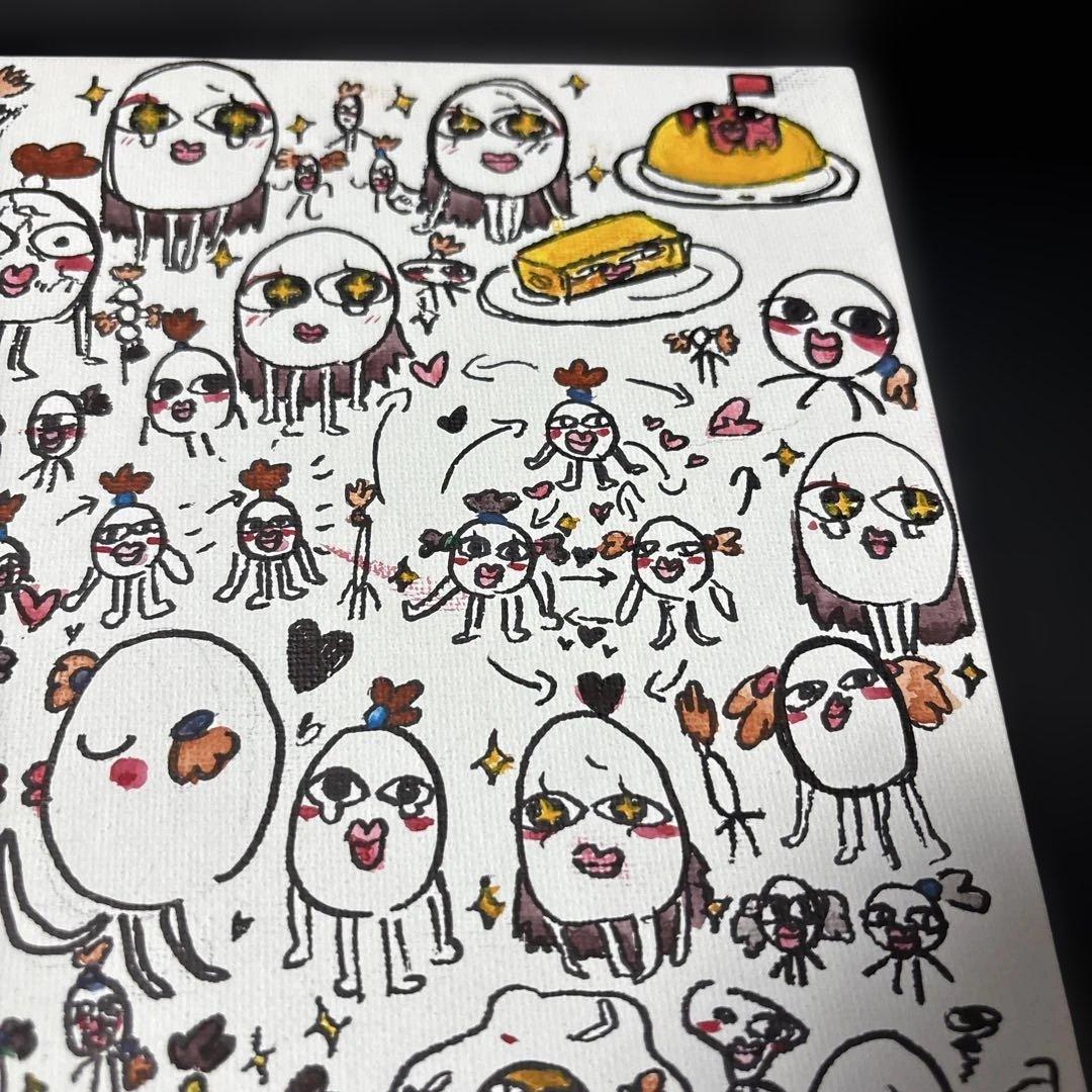 【一点物】ゆるかわキャラクター キャンバスアート 原画ハンドメイド 癒しイラスト