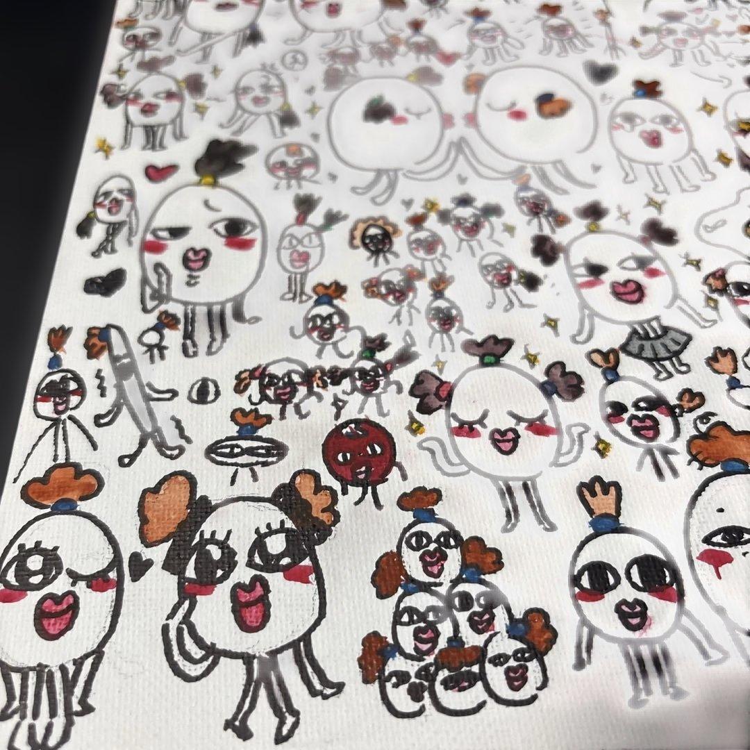 【一点物】ゆるかわキャラクター キャンバスアート 原画ハンドメイド 癒しイラスト