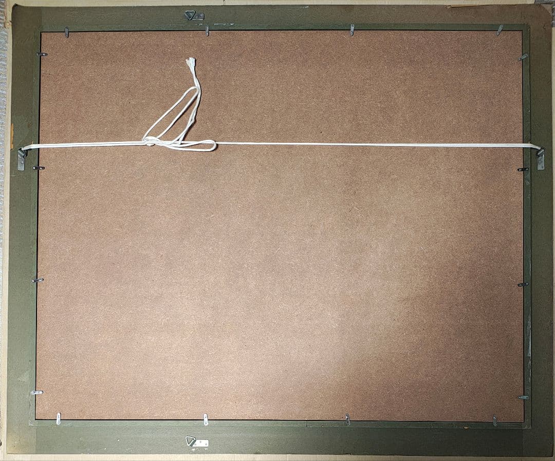 F30号 大型 油絵【旅情 温泉街 昭和レトロ】ヴィンテージ木製額縁付 店舗什器