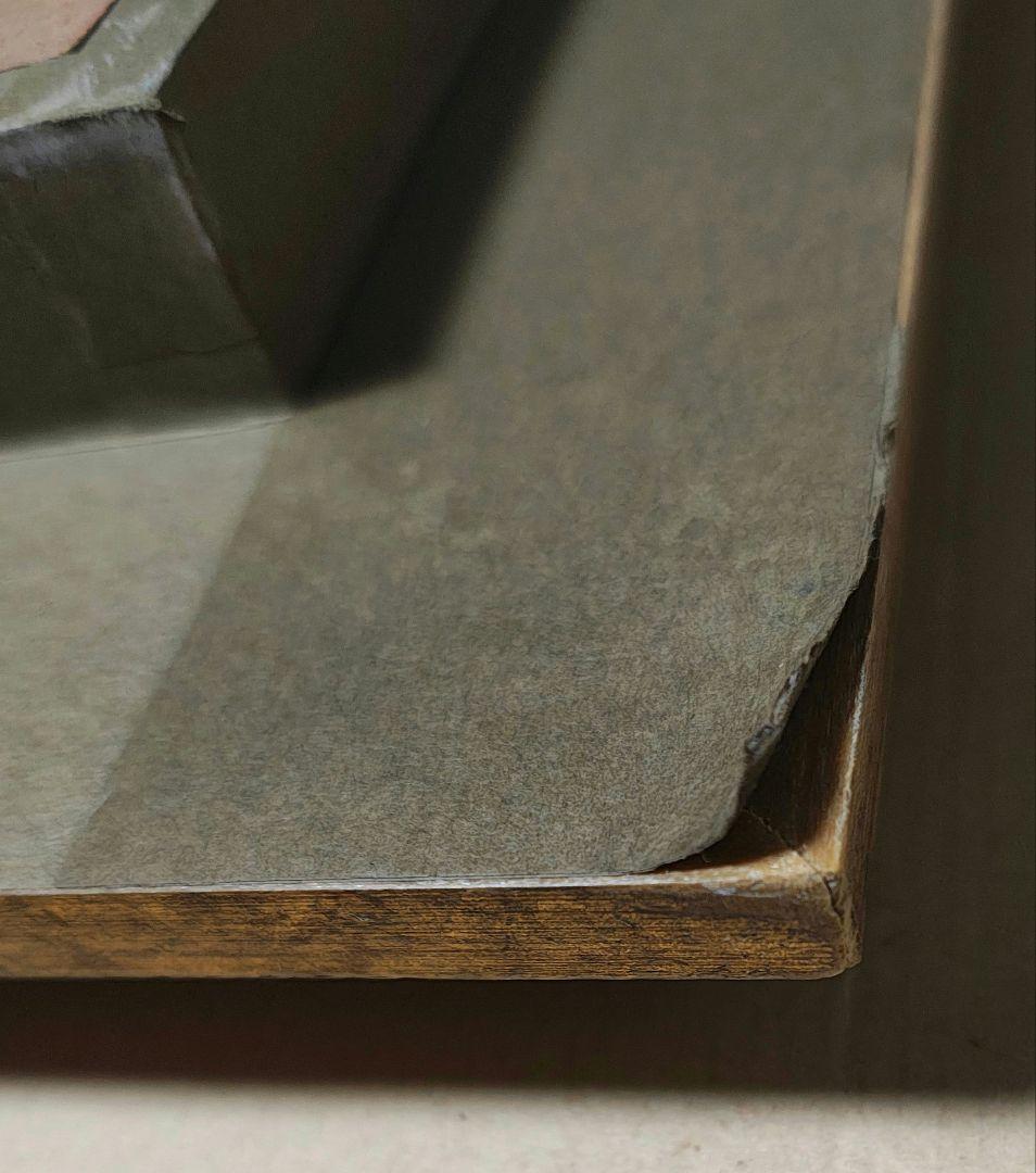 F30号 大型 油絵【旅情 温泉街 昭和レトロ】ヴィンテージ木製額縁付 店舗什器