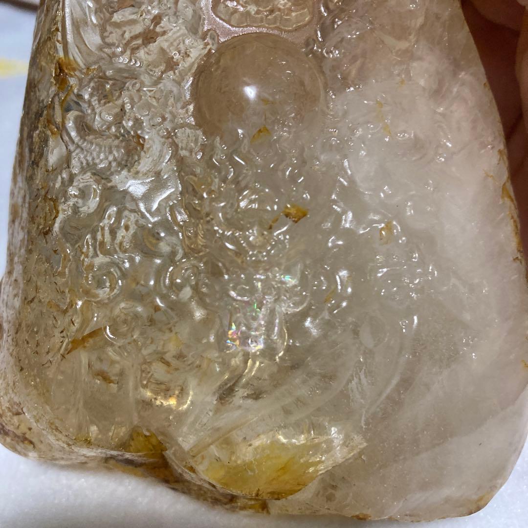 クリスタル 九頭龍の置物 木製台座