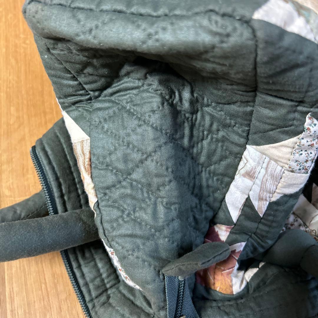 キルティングオリーブグリーンバッグ 35/28 マチ12 全て手縫いの品です。