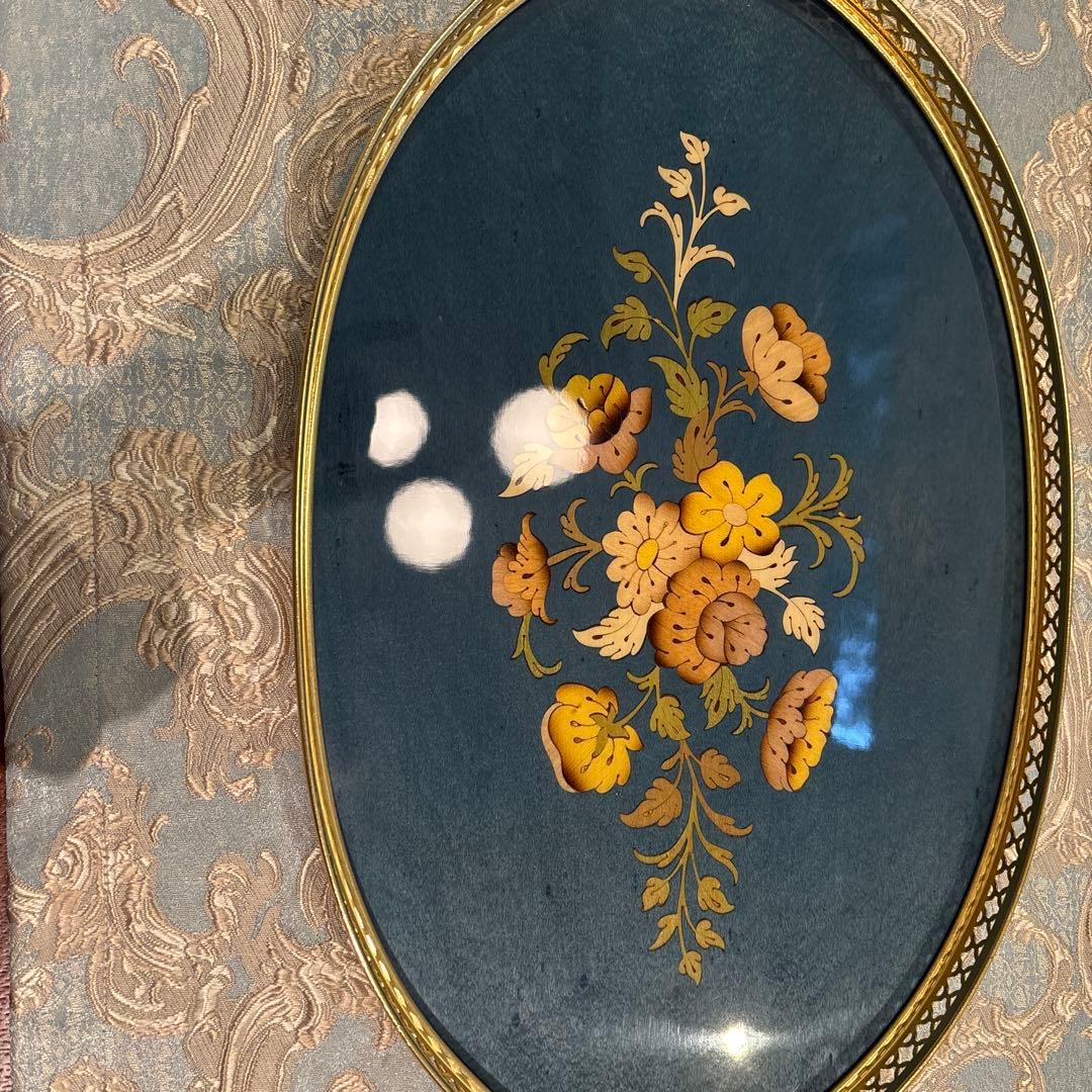 イタリア製　象嵌トレイ2枚セット