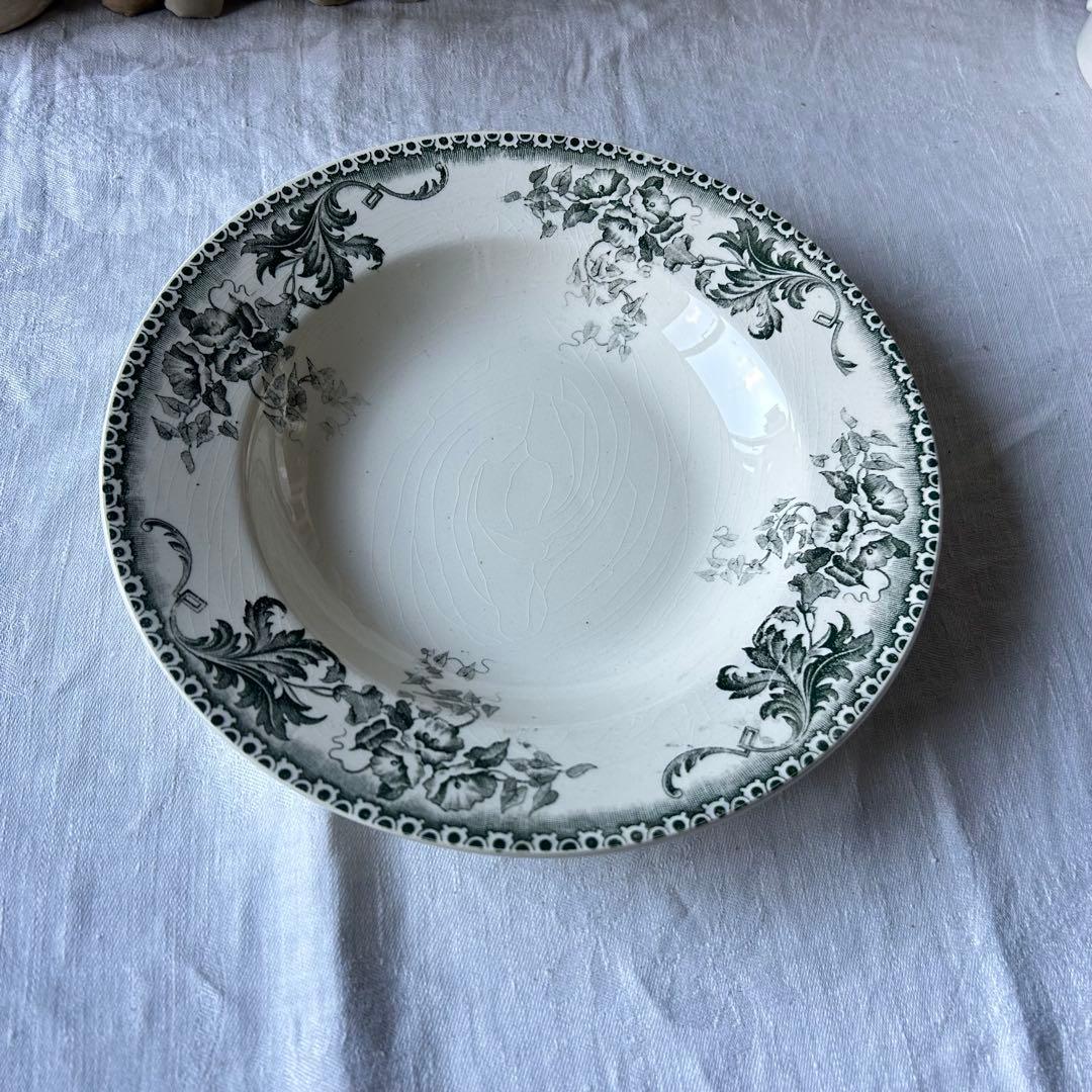 テールドフェール　アイビー　フランス　深皿　グリーン　グレー　　プレート