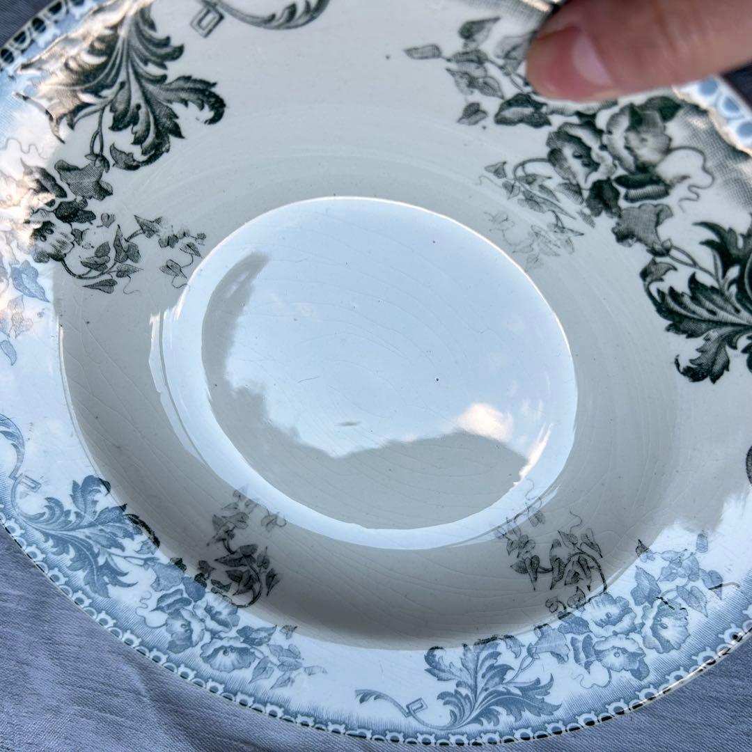 テールドフェール　アイビー　フランス　深皿　グリーン　グレー　　プレート