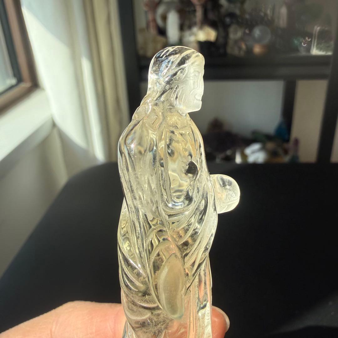 天然石シトリンのイエス様　置物　彫物NO.021901