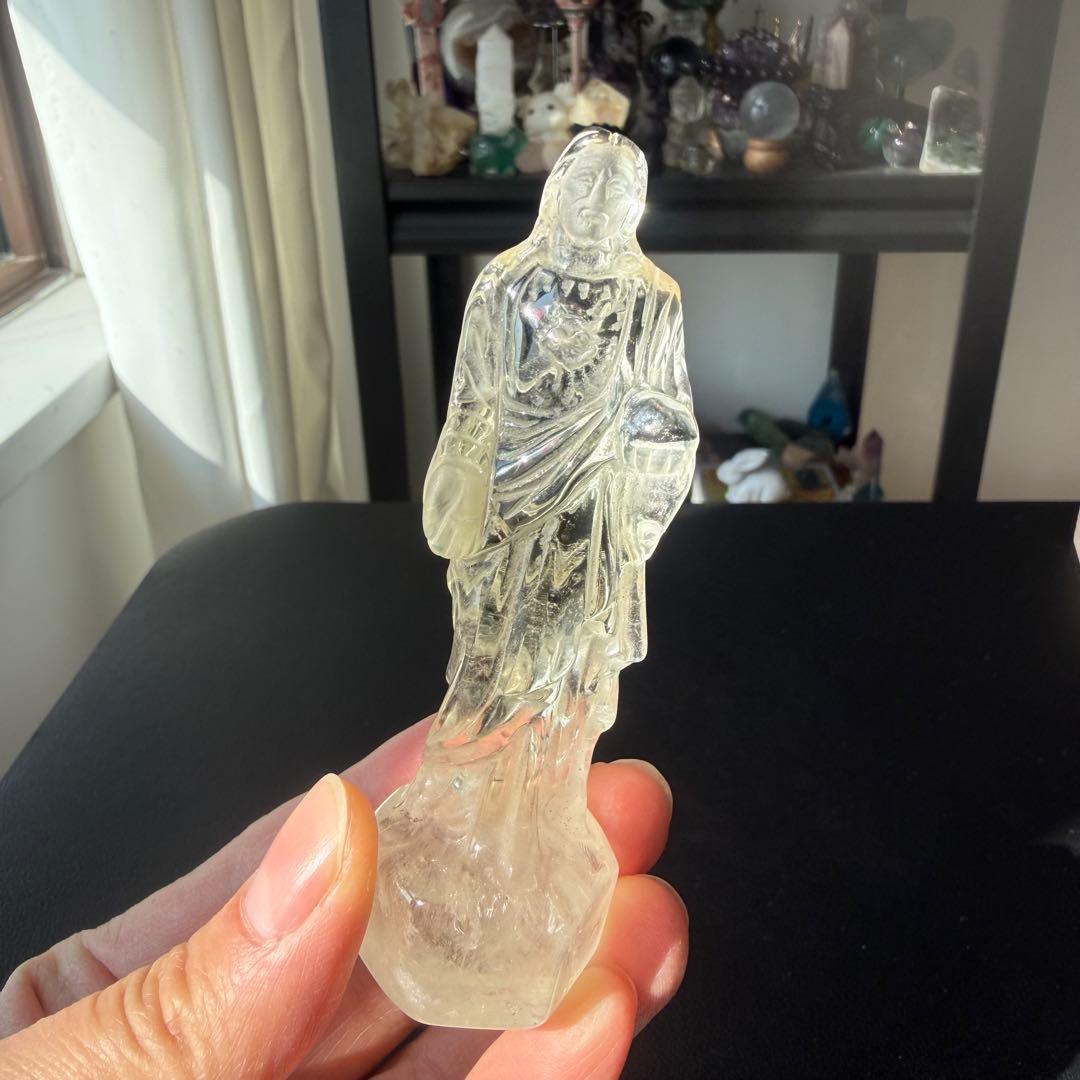 天然石シトリンのイエス様　置物　彫物NO.021901