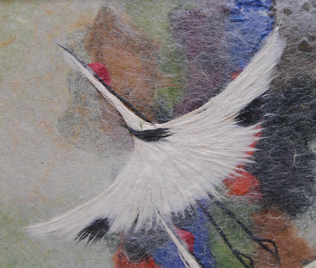 山内一生 双鶴 人間国宝 和紙画 ちぎり絵 小原工芸紙 和紙 工芸品 和風画