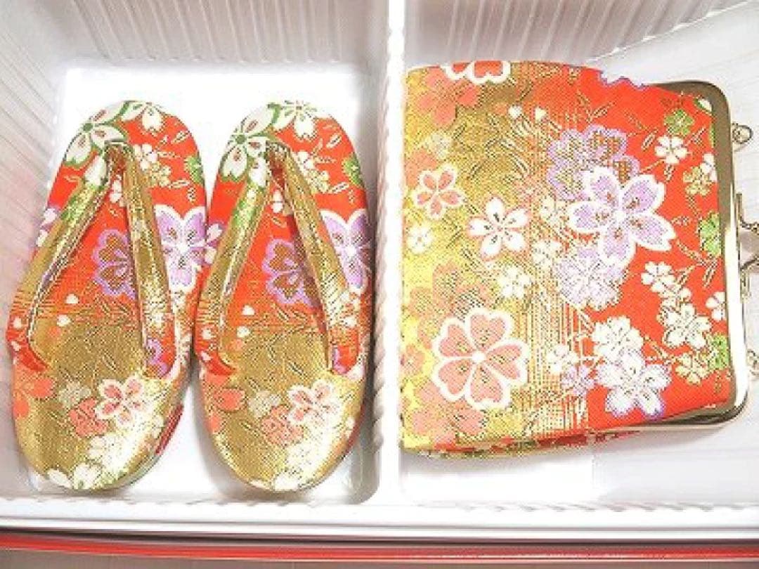 七五三お祝い 女児 箱迫 はこせこ7点セット 3歳用 金襴 3J 赤 桜