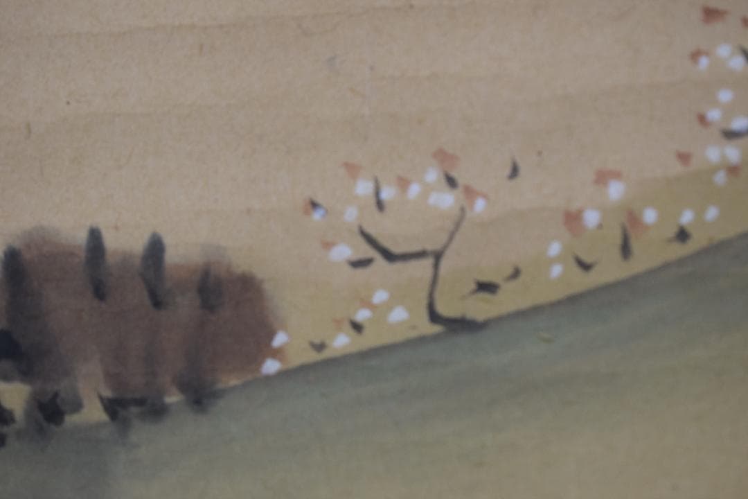 西山翠嶂/春景山水図/春景田家図/掛軸☆宝船☆Z-295