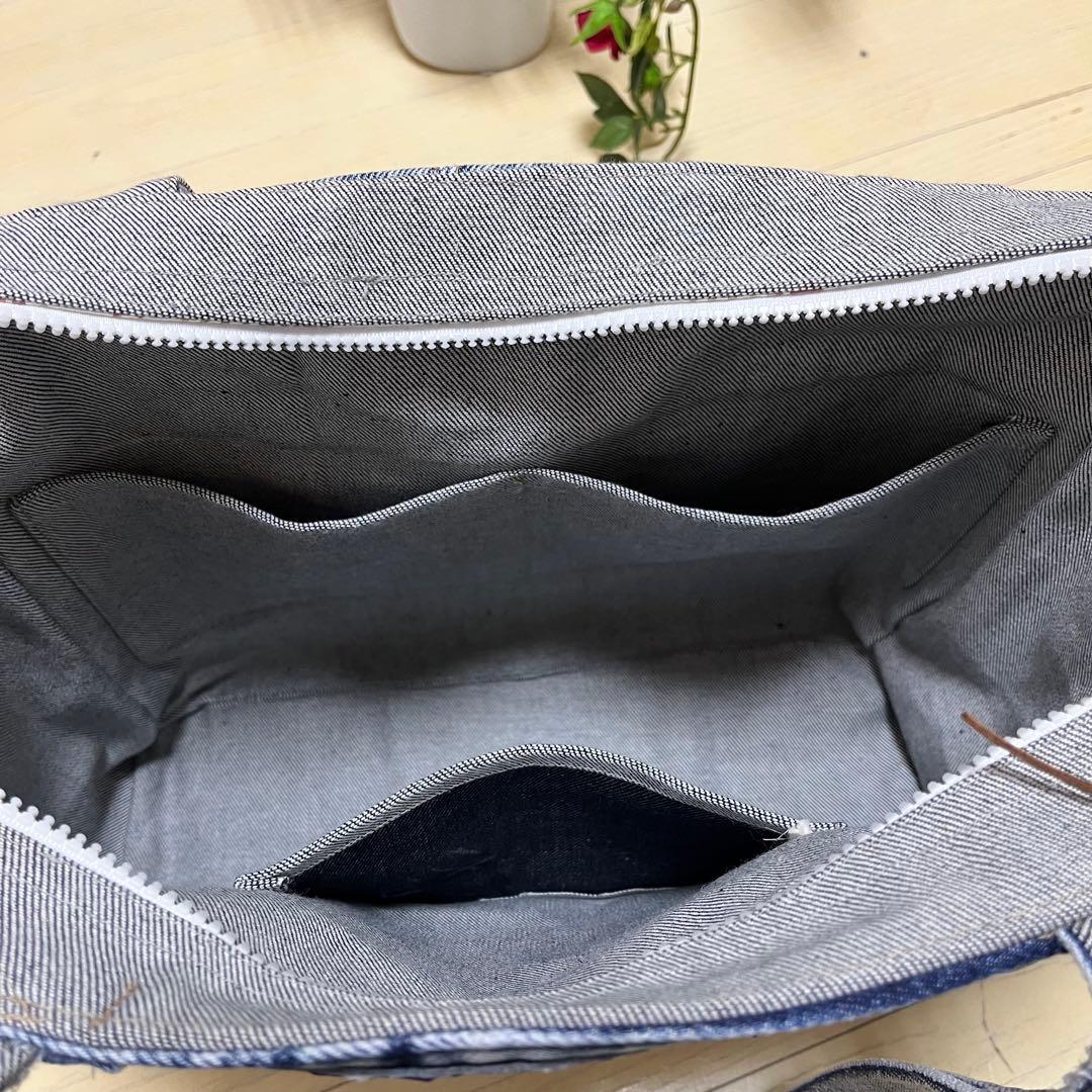 デニムリメイクバック　トートバッグ　big size ショルダー　ハンドメイド