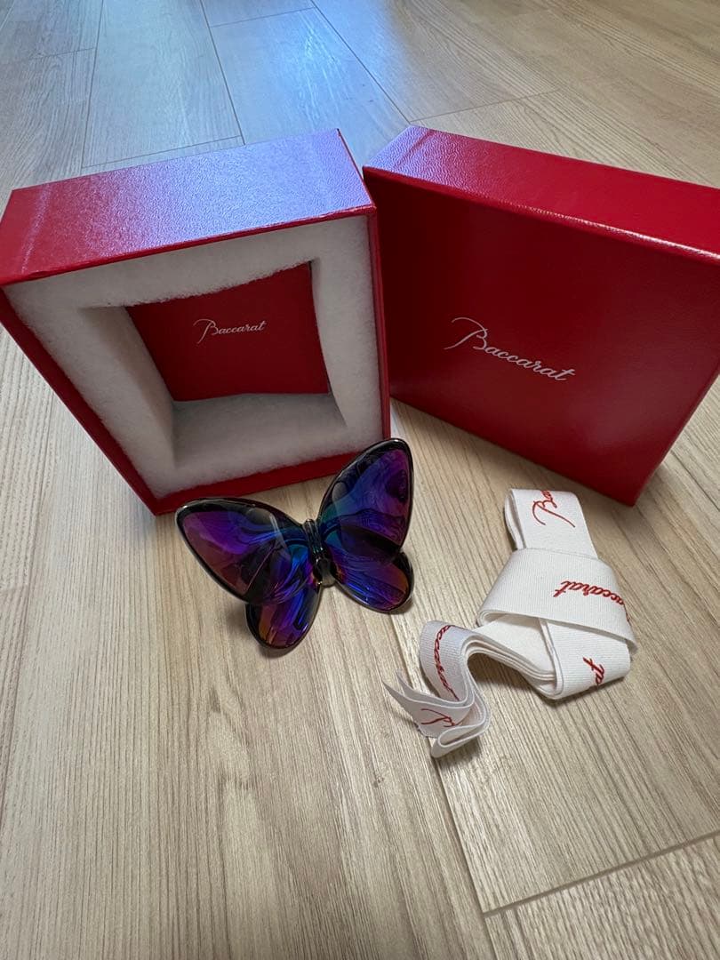 高島屋購入　バカラ　ラッキーバタフライ　スカラべブルー