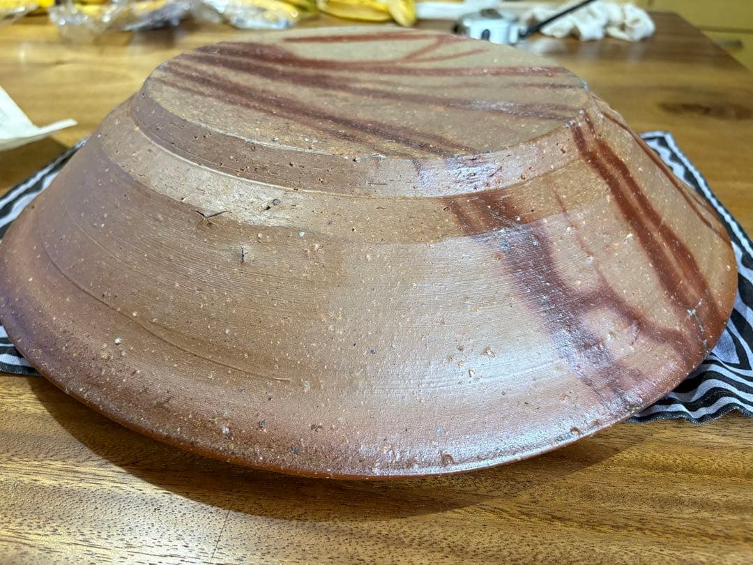 備前焼　金重陶陽 陶器皿 約38cm 茶色大皿