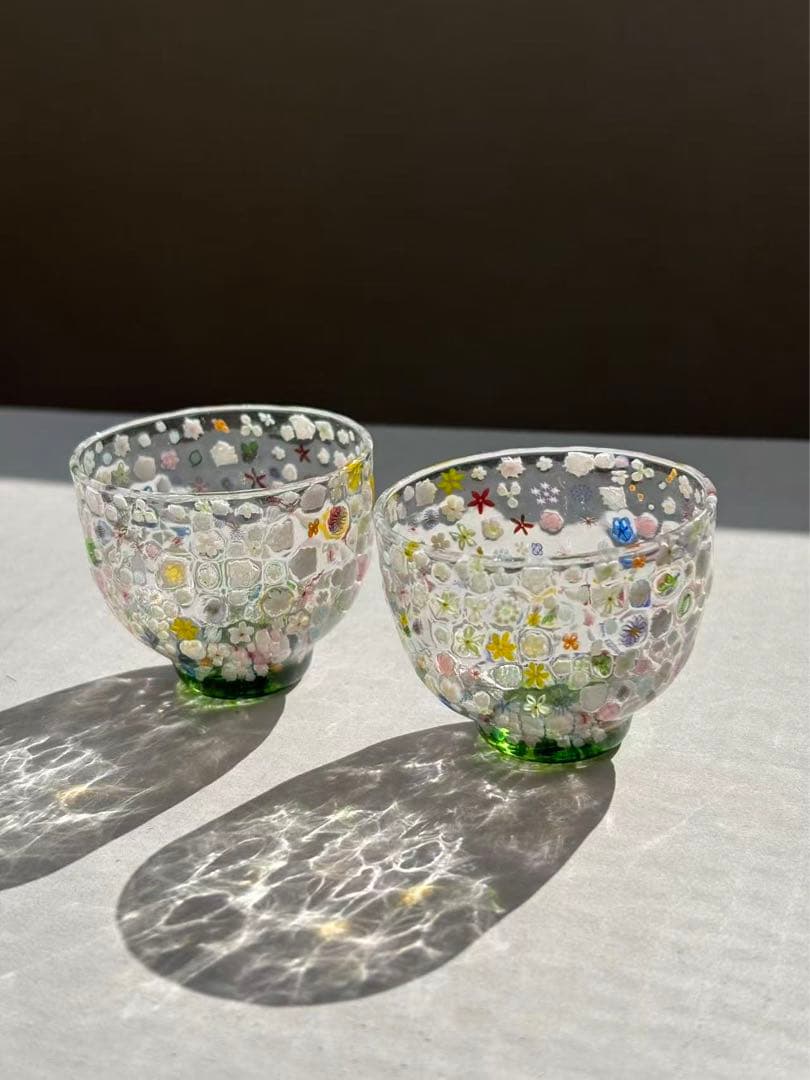 江波冨士子さん 花の庭 グラス 2個セット新品